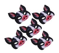 GALPADA 5pcs Halloween Pig Masks Cute Realistic Half Face Animal Headwear for Carnival Masquerade Cosplay Party Props Comfortable Breathable Fit for Adults