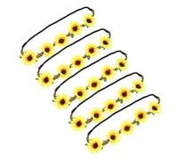 GALPADA 5pcs Hawaiian Sunflower Hair Wreaths Vibrant Bohemian Headbands for Beach Parties Tropical Events and Photo Props Beautiful Flower Hairbands Yellow