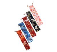 GALPADA 5pcs Japanese Style Drawstring Cutlery Storage Bags Portable Fabric Pouch for Chopsticks, Spoons, and Utensils Kitchen Organizer Suitable for Travel and Takeout