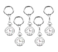 GALPADA 5Pcs Keychain Nurse Pocket Watches Simple Appearance Precise Time and Convenient Chest Mount for Healthcare Professionals