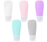 GALPADA 5pcs Leak Proof Silicone Travel Bottles with Bag, Airtight Portable Design Lotion Shampoo Cream Containers, 60ml Refillable Bottles for Travelling Toiletries