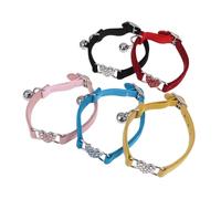 GALPADA 5pcs Love Cat Collar Adjustable Necktie Bell Rhinestone for Kitten Pet for Cat Lovers