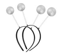GALPADA 5pcs Martian Headband Antenna Headband Silver Rhinestones for Space Party Accessories
