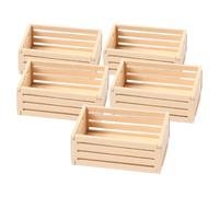 GALPADA 5Pcs Mini Wooden Crates for Dollhouse - Realistic Storage Baskets for Food, Milk, & Toy Display - Ideal for Miniature Market, Picnic, & Craft DIY Projects