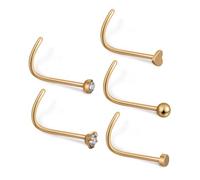 GALPADA 5pcs Nose Stud Gold Septum Piercing Jewelry Nose Piercing Kits Heart Women