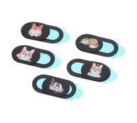 GALPADA 5pcs Notebook Webcam Cover Cat Pattern Camera Slide Cover Anti-peeping Anti-hacking Mini Size Curve Edges Abs Material for Tablets and Computers Black
