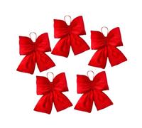 GALPADA 5pcs Red Fabric Christmas Tree Bows Soft Bowknots for Holiday Wreaths Party Wedding Indoor Outdoor Decorations Easy Attach Craft Bows for Festive Decor