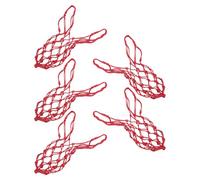 GALPADA 5pcs Red Poultry Vegetable String Bags with Hook, Large Capacity Reinforced Mesh Feeding Bags for Ducks and Geese, Efficient Feeding Solution for Pastures and Outdoor Coops