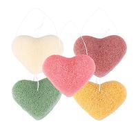 GALPADA 5pcs Removal Wash Puff Heart Shape Face Sponge Pads Assorted Colour Soft Sponge Material Oil Control and Makeup Removal Facial Cleansing for Daily Use