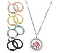 GALPADA 5pcs Round Photo Locket Pendants Double Sided Floating Memory Charm Jewelry DIY Craft Photo Frame Pendants for Necklace Keychains Bag Decorations