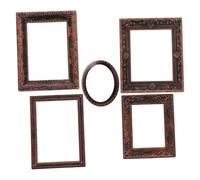 GALPADA 5pcs Scale Mini Dollhouse Photo Frames Vintage Bronze Plastic Picture Frames for Dollhouse Accessories Artistic Craft Supplies with Detailed Miniature Design
