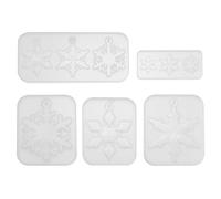 GALPADA 5pcs Snowflake Silicone Molds for Earring Casting, Non-Stick Lightweight Silicone Mold Set, for Handicrafts and Making Necklaces, Winter DIY Jewelry Supplies