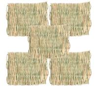 GALPADA 5pcs Straw Woven Bed Mat Small Animal Sleeping Mat Winter Season | Green Straw Material, Smooth Texture, for Cages and Habitats, Foot Cushioning, Safe Chewing for Paws