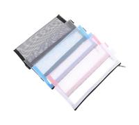 GALPADA 5pcs Student Pen Bag Set with Sealed Zipper Design, Nylon Net Mesh Pencil Cases for Sharpeners and Erasers, Portable Stationery Pencil Holder for Office and School Random Color
