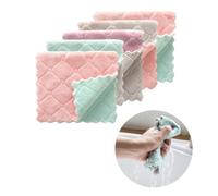 GALPADA 5pcs Thick Double Layer Microfiber Dishcloth Highly Absorbent Multipurpose Cleaning Cloths for Kitchen Furniture Windows Dish Towels Random Color