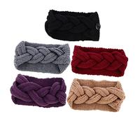 GALPADA 5pcs Winter Headbands for Women Cable Crochet Turban Knitted Crochet Button Headband Warm Ear Warmers Random Color