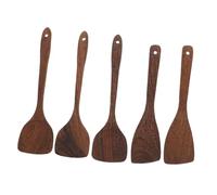 GALPADA 5Pcs Wooden Cooking Spoon for Nonstick Pans Includes Angled and Flat Spatulas Heat-Resistant Kitchen Utensils for Food Serving and Stir-Frying Wood Tableware for Home Cooking