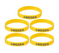 GALPADA 5pcs Yellow Silicone Country Flag Printed Bracelets, One Size Fits Most, Comfortable for Wearing, for Entertainment Club and Games