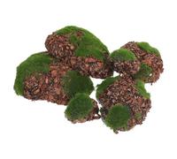 GALPADA 6 Pcs Artificial Moss Rocks for Indoor and Garden Decor, Lightweight Foam Stone Decorations Realistic Appearance for Mini Gardens and Miniature Dollhouses