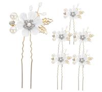 GALPADA 6 pcs Bridal Pearl U Shaped Hairpins with Rhinestone Wedding Hair Accessories for Women Elegant Flower Design for Brides and Bridesmaids Lightweight and Durable Hair Clips