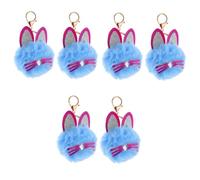 GALPADA 6 Pcs Key Chain Cartoon Bag Pendant Cat Pompoms Keyring Pom Pom Bag Keychain Wallet Keychain Purse Keychain Animal Pendant Keychain Fluffy Key Ring Plush Ball Keychain Car Key Wool
