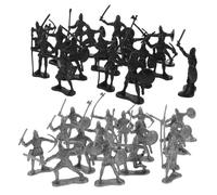GALPADA 60Pcs Medieval and Roman Knight Plastic Action Figures Set Black Silver Mini Soldiers for Boys Precision Crafted Military Model Kits for Display and Play