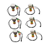 GALPADA 6pcs African Drum Necklace Handmade Mini Djembe Drums Charms Wooden Jewelry Pendants Dangle Charms for Women Men African Hand Necklace for Music Lovers
