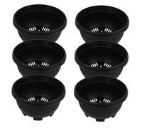 GALPADA 6pcs Black Succulent Planter Pots Shallow Plastic Round Indoor Plant Flowerpots Balcony Garden Container Suitable for Seedlings and Green Plants