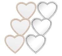 GALPADA 6pcs Bling Heart Shaped Makeup Mirror Charms for Phone Case Stick-on Accessories with Metal and Glass Material, Lasting Shine, for DIY Phone Decorations and Birthdays