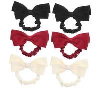 GALPADA 6pcs Bow Knot Cloth Scrunchies Hair Ties Elastic Bands for Women Stretchable Ponytail Holders in Black White Red Versatile Hair Accessories for Various Hairstyles and Occasions