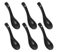 GALPADA 6pcs Ceramic Soup Spoons Black Smooth Surface Suitable for Hand-held Use, for Mixing in Kitchen Or Restaurant, Sturdy and Easy to Clean Tableware