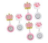 GALPADA 6pcs Crown Nurse Watch Luminous Pocket Quartz Movement Watch for Nurses Clip for Women for Student and Day