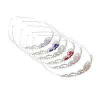 GALPADA 6pcs Elegant Rhinestone Crown Headband for Bridal Crystal Tiara Hair Accessories White Blue Red Pink Purple for Weddings Birthdays Special Occasions