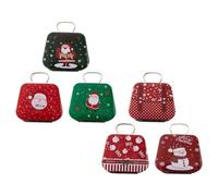 GALPADA 6pcs Festive Christmas Tin Boxes Tote Bag Shaped Candy Containers Made of Iron for Easy to Carry and Longterm Storage, for Xmas Party and Holiday Giving