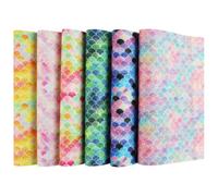 GALPADA 6pcs Fish Scale Wave Pattern Sequin Faux Leather Sheets for DIY Earrings Wallets Keychains Crafting Kit, Glitter Sparkle Leather Material for Handmade Jewelry Making