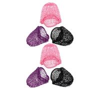 GALPADA 6pcs Handmade Knitted Hair Nets for Women - Cotton and Rayon Mesh Snood Caps in Purple, Black, and Pink - Professional Hair Wrap Nets for Sleeping and Daily Use