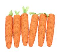 GALPADA 6pcs Handmade Rope Carrot Cat Chew for Small Pets and Cats, Wearable Teeth Grinding Teething Sticks, Orange Carrot Shaped Suitable for Cage Play