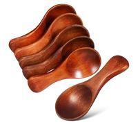 GALPADA 6pcs Mini Wooden Spoons Set for Condiments and Spices, Small Serving Spoons Ergonomic Design, Made of Brown Wood, for Home Cooking and Kitchen Use
