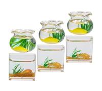 GALPADA 6pcs Miniature Fish Tank Realistic Goldfish Bowls for Dollhouse Decoration Glass Micro Landscape Aquariums Compact Desktop Ornaments for Fairy Garden Scenes Random Color