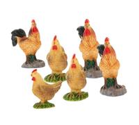 GALPADA 6pcs Miniature Resin Chicken Figurines Realistic Rooster and Hen Statues for DIY Micro Landscape Projects Durable Compact Garden Decorations Easy to Clean Home and Fairy Gardens