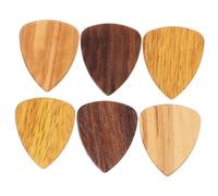 GALPADA 6pcs Mixed Wood Guitar Picks Set - Natural Rosewood, Walnut Olive Wood - Medium Thickness Electric, Acoustic, Bass Guitar and Ukulele Plectrums for Multi-style Playing in Uk Random Color
