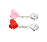 GALPADA 6pcs Nurse Hanging Watch Clip Pink Fashionable Heart Design Pocket Watch for Nurses Students Doctor