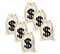 GALPADA 6pcs Pattern Drawstring Money Bags 17x24cm Pirate Cowboy Robber Themed Party Supply Storage Sacks for Cosplay and Event Treat Carrying