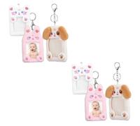 GALPADA 6pcs Plush Animal Keychain Card Holder Cute Dog Cat Bunny Id Card Protectors Photo Sleeves Soft Plush Keychain for Photos and for Friends