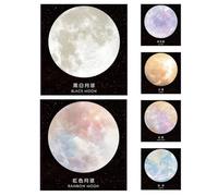 GALPADA 6pcs round Planet Memo Pads Set - Earth, Black White Moon, Rainbow Moon, Mars, Dwarf Planet, Mercury - Self-stick Paper Notes for Office and School Supplies, Cute Space-themed