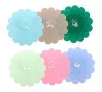 GALPADA 6pcs Silicone Cup Lids and Mug Covers Reusable Floral Silicone Drink Covers for Beer Glasses Cups in Grey Pink Blue Light Green Emerald and Powder Blue