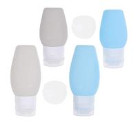 GALPADA 6Pcs Silicone Travel Bottles Refillable Leakproof Toiletry Containers with Blue Grey Makeup Liquid Storage for Trip Camping
