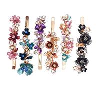 GALPADA 6pcs Vintage Flower Hairpins Metal Barrettes Hair Clips for Women Copper Material Decorative Hair Accessories with Classic Color Mix Blue Pink Gray Purple Coffee