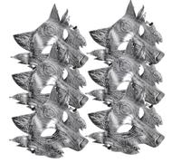 GALPADA 6pcs Wolf Half Face Masks with Elastic Strap, Plastic Wolf Face Design Cosplay Accessories for Halloween Party and Role Plays