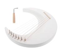 GALPADA 7-string Wooden Lyre Harp Moon Shaped Lyre Harp with Tuning Wrench for Beginners Music Practice, Portable String Instrument and Adults